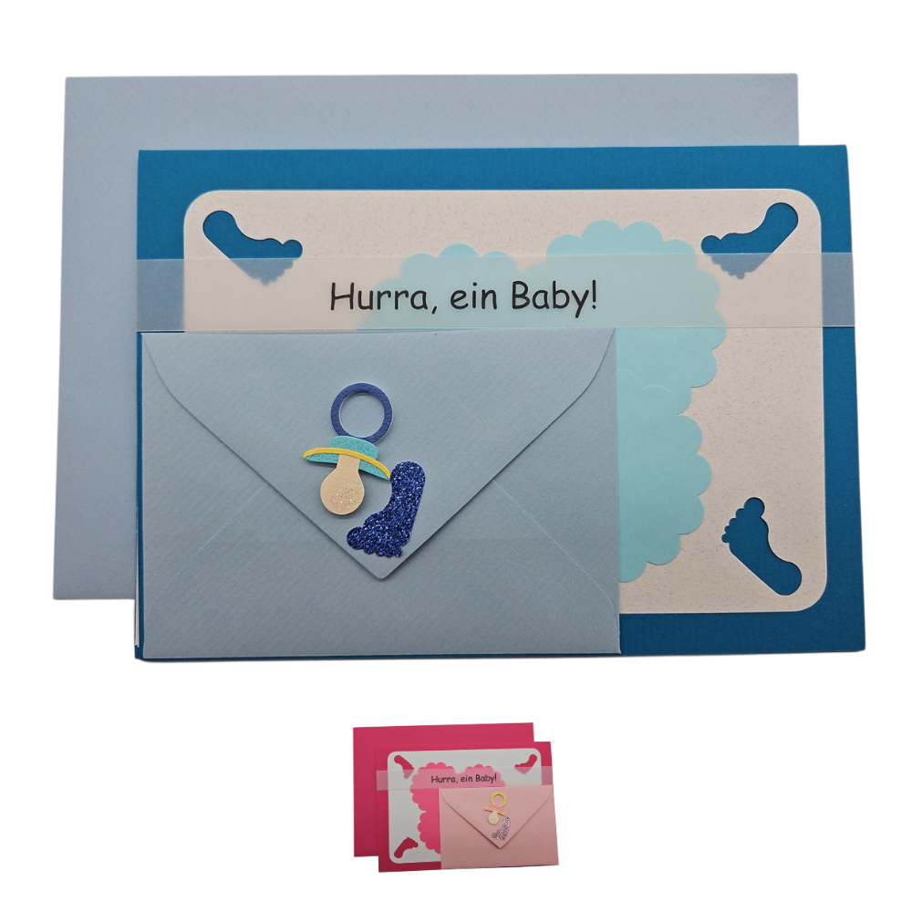 Glückwunschkarte "Hurra ein Baby" Querformat